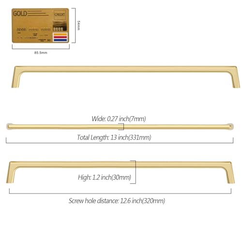 Image of Asidrama 6 Pack 12.6 Inch(320mm) Gold Cabinet Pulls Cupboard Handles Kitchen Cabinet Hardware for Cupboard Drawer Pulls 3307