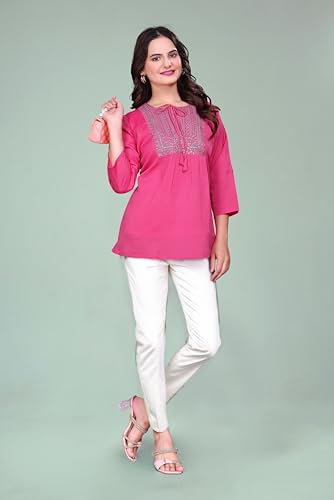 Image of SHANTVAN GALLERY Women's Tunics - Stylish & Comfortable Kurti for Woman with 3 /4 Designer Sleeves | Elegant Indian Short Tunic Top for Ladies | Casual, Festive