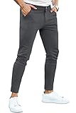 GINGTTO Mens Skinny Pants Stretchy Slim Fit Dress Pant for Men Skinny Leg(Grey Plain,34)