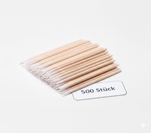 WL Wonder Lashes 500 bastoncini di cotone lunghi 7 cm per sopracciglia, trucco, bellezza, pulizia, lucidatura, chiodi, bastoncini di pulizia in legno, testa grande, cotone Buds per la pulizia della