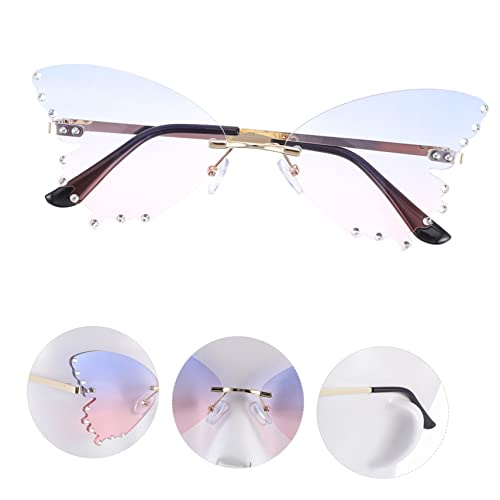 BESPORTBLE 1pair Rimless Butterflies Shaped Sunglasses for Parties Fashionable Decorative Eyeglasses for Men Women Material Unique Costume Accessory Stylish Shades2