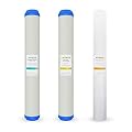 (3 Pack) Max Water Whole House Water Filter Set 20" x 2.5" Slim Blue Cation Resin, GAC Carbon, PP Sediment Water Filters for 20" Slim Blue Whole House Filtration Systems