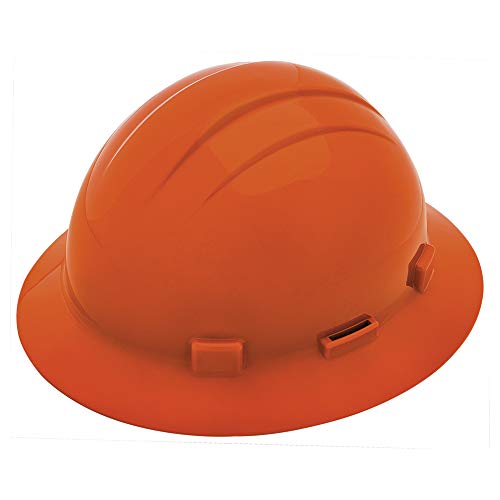 ERB Safety Products 19263 Americana Full Brim Hard Hat, Mega Ratchet, High Density Polyethylene, 6.5-8, Orange