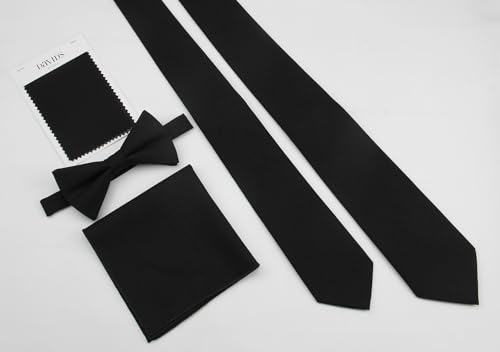 Image of Mens Solid Linen Ties - Slim Pattern Necktie for Men Wedding Groomsmen