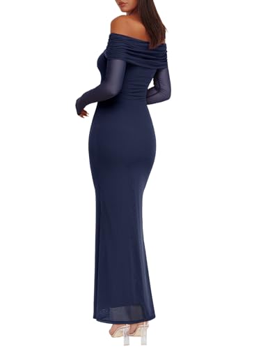 Image of REORIA Women's Off Shoulder Long Sleeve Bodycon Maxi Dresses