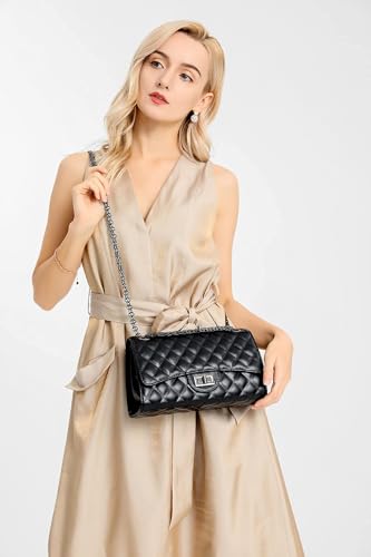 Image of Gladdon Quilted Crossbody Purse for Women Trendy Shoulder Bags | Stylish Shoulder Purse,Quilted Pattern,Structured bag,Chain Strap,Spacious Enough,Casual and Dressy Outfits,Any Occasion