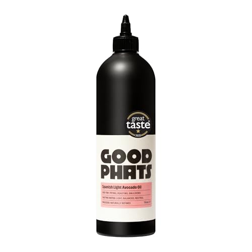 GOOD PHATS Spanish Light Avocado Oil Squeezy - Everyday Cooking Oil In Convenient Squeezy Bottle - High Smoke Point for Frying Roasting Baking and More - Neutral Flavour to Replace Seed Oils (750ml)