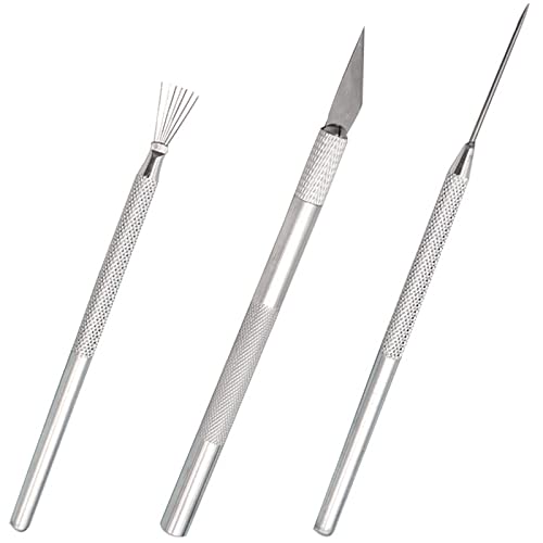 3Pcs Clay Ceramic Needle Tools Pottery Craft Tools Sculpture Feather Pin, Carving Knife and Needle Detail Tools for Pottery Modeling, Carving, Detail Processing