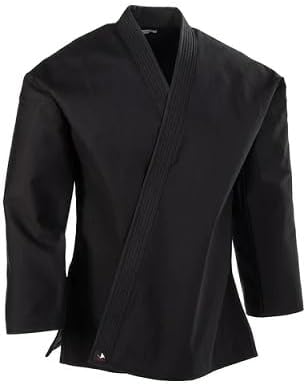 BLACK DELUXE karate 12 OZ. HEAVYWEIGHT TRADITIONAL JACKET TOP size 3 - Small-5'1" - 5'6"- 110-150 LBS BLACK TOP
