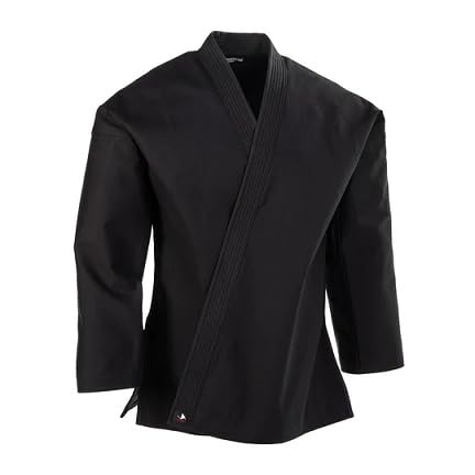BLACK DELUXE karate 12 OZ. HEAVYWEIGHT TRADITIONAL JACKET TOP size 3 - Small-5'1