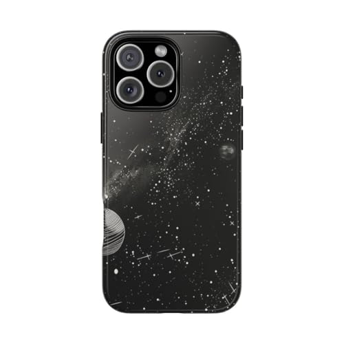 Coque iPhone 16 Pro Max système solaire monochrome pour un style urbain chic