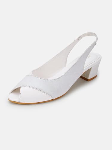 Image of Marc Loire Women's Slip On Shimmer Peep Toes Block Heel Fashion Sandals for Casual, Outdoor, Party and Holidays