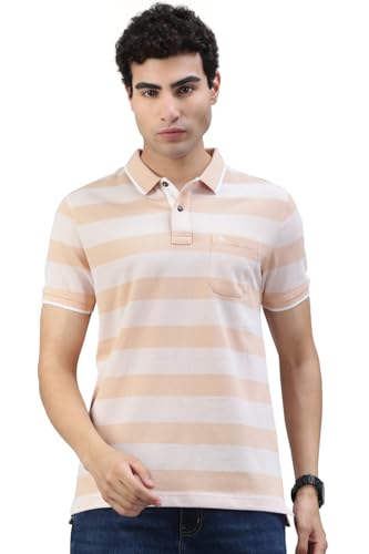 Image of Classic Polo Men's Half Sleeve Polo Neck Slim Fit Striped T-Shirt