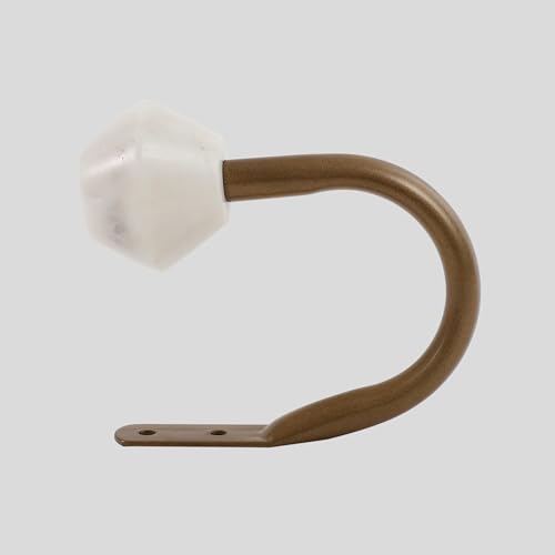 Image of Decor Mart Metal Curtain Holdbacks, 2PCS U Shaped Wall Mounted Hooks for Home Decor, Decorative Tiebacks (Brass)