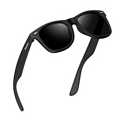 Polarized Sunglasses Womens Men,Trendy Black Sun Glasses,Classic Dark Shades for Driving Fishing, UV400 Protection