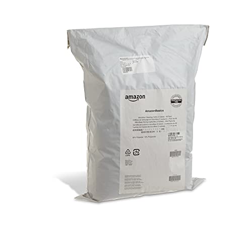 Image of AmazonBasics CW190423 Microfiber Cleaning Cloth - 222 GSM (Pack of 24), Blue and Yellow CW190423C Microfiber Cleaning Cloth - 222 GSM (Pack of 48)