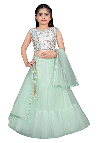 Lehenga choli vert fille pour mariage et cérémonies religieuses en famille