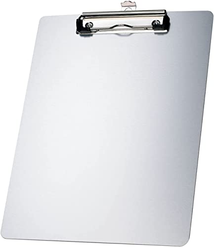 6er Alu Klemmbrett A4 mit gummierter Metalklemme, Schreibbrett DIN A4 mit Aufhängeose, Pad Halter Clipboard - Stabile Aluminum Schreibplatte - Schreibblock 6er Pack in Silber - TKD8025-silver-6x