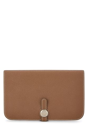 Pre-Loved Gold Togo Dogon Wallet GM, Brown