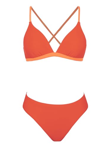 Image of CUPSHE Bikini Set for Women Two Piece Swimsuits V Neck Low Rise Crisscross Back Self Tie Spaghetti Straps