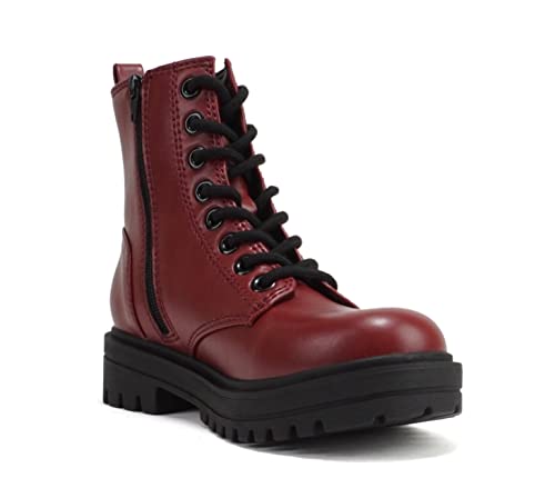 Image of Soda FIRM - Lug Sole Combat Ankle Bootie Lace up w /Side Zipper