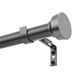 YAJUXIU Rustic Curtain Rod, Industrial Curtain Rods for Windows 72 to 144 Inches, Blackout Wrap Around Curtain Rod, for Indoor and Outdoor, Simple Modern Design, 30 to 144 Inches, Grey