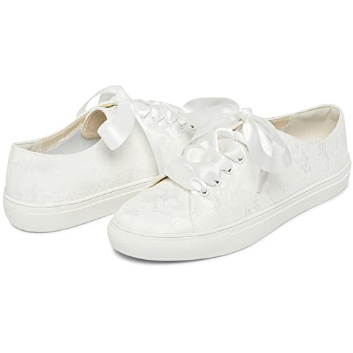 JIAJIA 8831Y Wedding Shoes Bridal Sneakers Flats Bride Tennis Shoes Lace Sneakers - Personalized Customization Available4