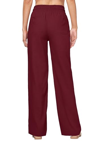Image of Willit Women Linen Pants Wide Leg Casual Palazzo Pants Cotton Linen Lounge Beach Summer Pants with Pockets 29 inch /31 inch / 33 inch