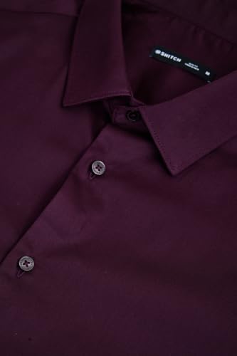 Image of SNITCH Men Formal Shirt | Modern Slim Fit Long Sleeve Spread Collar Solid Style | 100% Cotton Breathable Fabric for Office, Weddings & Festive Occasions Wear