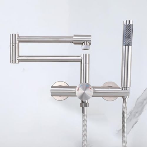 Mitigeur bain douche avec bec pliable et inverseur douchette en inox