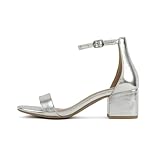 CITYCLASSIFIED Women's Block Open Toe Ankle Strap Heeled Sandals (Silver, us_footwear_system, adult, women, medium, 7.5)