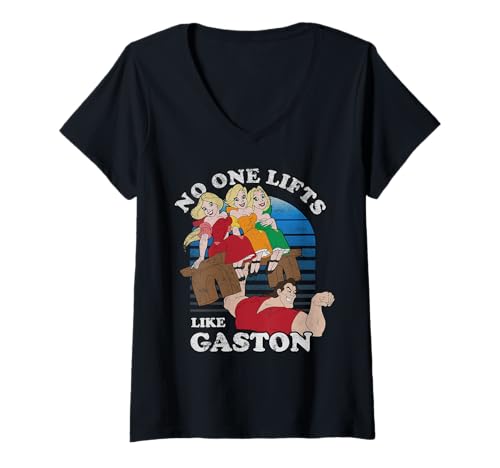 T-shirt Gaston Disney la Belle et la Bête col V femme noir