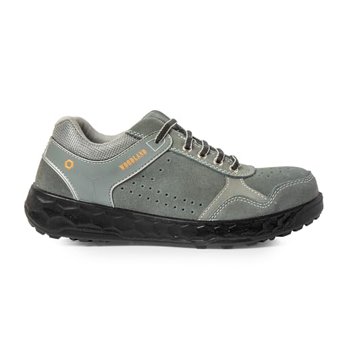 Image of Woodland Aegis Suede Leather Safety Shoes for Men | Oil Resistant Safety Shoe with Anti Slip Grip | Lightweight & Antistatic PU Single Density with Steel Toe | Grey (UK Footwear Size System, Adult, Men, Numeric, Medium, 6)