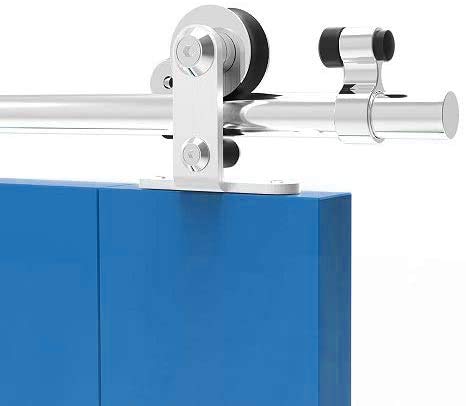 TSMST 244CM/8FT Sliding Barn Door Hardware Kit Track Roller Closet Rail Accessory Stainless Steel, T Shape, 244 cm Kit