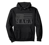 MAGA Flag Hoodie Distressed Gray American Flag Gray Text Pullover Hoodie