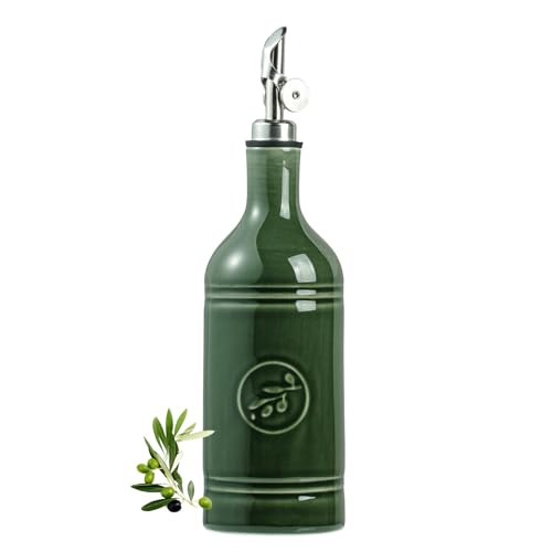 MIKIGEY Olive Oil Dispenser Bottle 18 oz Ceramic with Spout