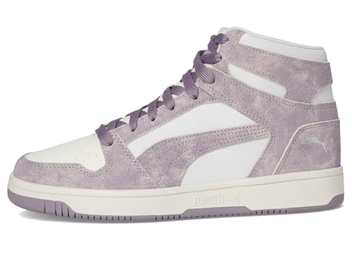 PUMA PUMA Women's Rebound Layup Mid Shoes, Feather Gray/Plum Jam/Warm White, 6