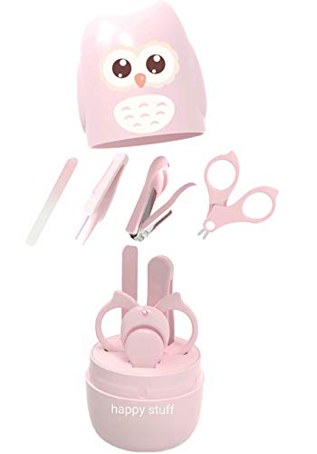 Image of Baby Nail Kit,4-in-1 Baby Nail Care Set with Cute Case,Baby Nail Clipper,Nail File & Tweezers,Scissors,Owl Pink Baby Manicure Kit and Pedicure kit for Newborn,Infant,Toddler,Kids Gifts,Pink