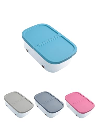 Jardin202 - Cajas de Almacenaje Transparente – Cajas Organizadoras de Plástico con Tapa y Ruedas | 32 litros (Azul)