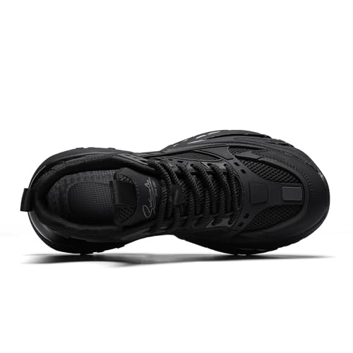 YCMM Casual Mesh Walking Shoes for Men Chunky Platform Sneakers Breathable Lace-Up Dad Style Footwear for Work Workout Everyday Use3