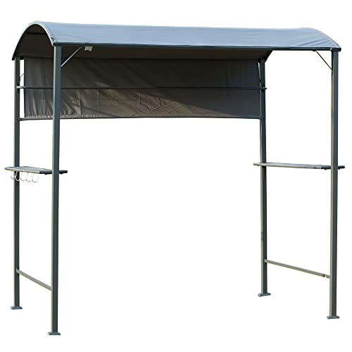 Outsunny 7Ft Grill Gazebo Bbq Canopy With Sun Shade Panel Side Awning, 2 Exterior Serving Shelves, 5 Hooks For Patio Lawn Backyard #TOP12