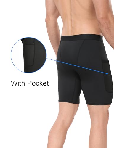 6 Pack Compression Shorts with Pocket Men Sports Workout Performance Athletic Running Underwear Shorts Spandex2