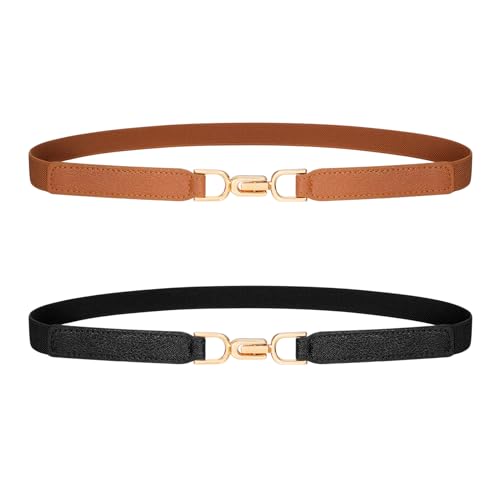 SUOSDEY Women Thin Elastic Belt Fashion Skinny Stretch Ladies Waist Belt for Dresses Jeans Pants 0.7