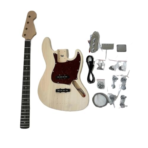 Unfinished Guitar Body DIY 4 String JB Bass Guitar Kit Basswood Body Maple Neck Techwood Fingerboard