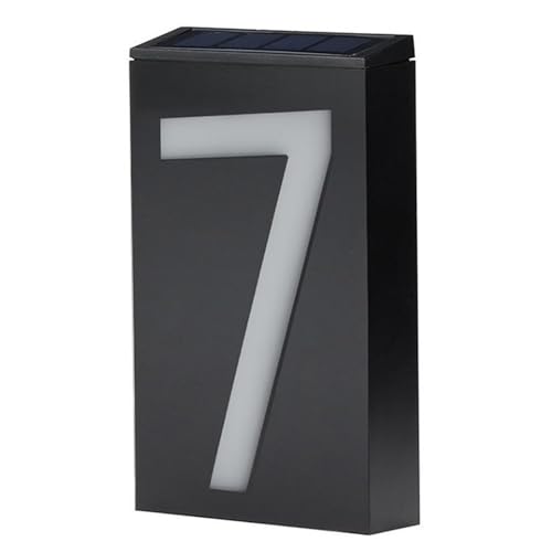 Acouto Solar Powered House Numbers Solar Power LED Number Sign Light House Hotel Store Door Address Lights Plate LED Illuminated Address Plaque Tools & Home ImprovementHardwareHouse (Number 7)