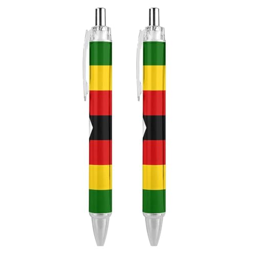 Stylo à bille pointe fine 0,5 mm rétractable motif Zimbabwe lot de 4