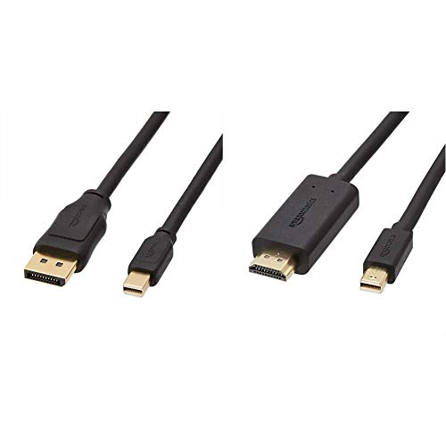 Amazon Basics HL-007271 Mini DisplayPort to DisplayPort Cable - 6 Feet & AZDPHD06 Mini DisplayPort to HDMI Cable - 6 Feet