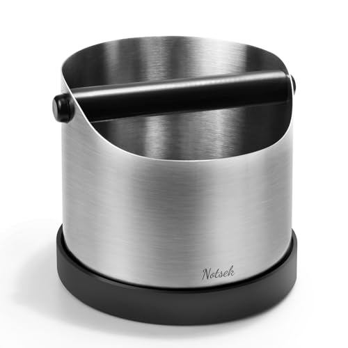 Coffee Knock Box, 1.2L Stainless Steel Espresso Box Container for Portafilter Puck Coffee Grounds Collector, Coffee Bin, Silver