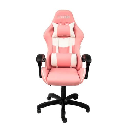 KUBO - Silla Gamer - Ergonómica - Reposacabezas - Elevación Gas Nivel 4 - Máximo Confort - Color: Rosa - Peso Máximo de hasta 130 kg