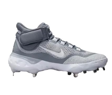 Nike Alpha Huarache Elite 4 Mid Men's Baseball Metal Cleats Grey White DJ6520-012 Size 7.5